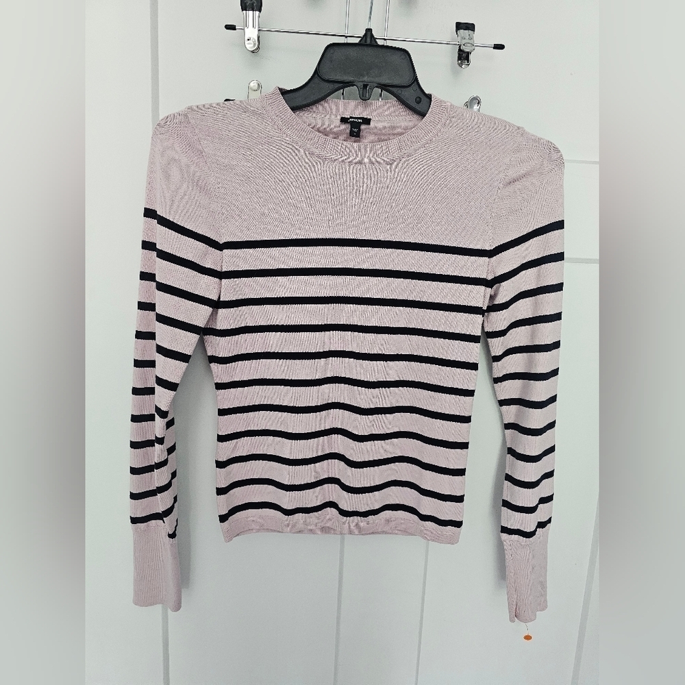 Express Striped Sweater Pink-Lavender & Black Fitted Knit Pullover Women’s Small